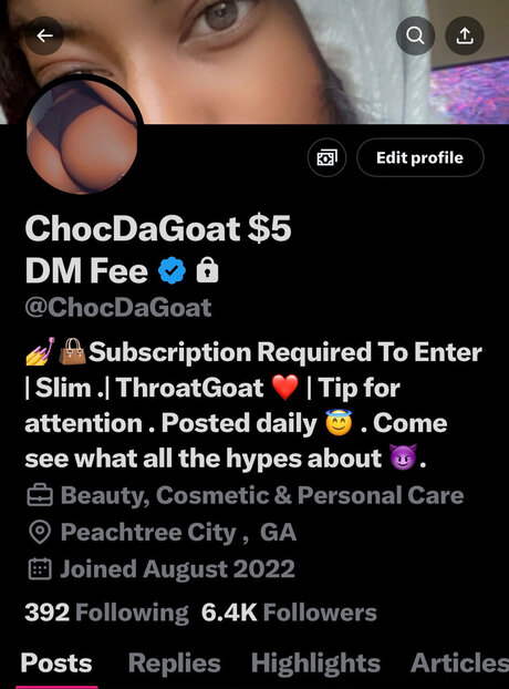 Foto desnuda filtrada de OnlyFans de Choc Dagoat